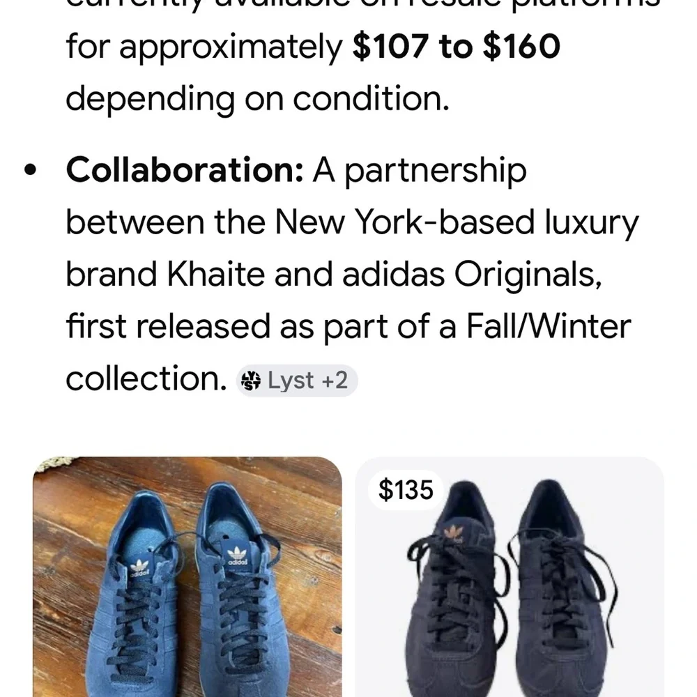 Adidas Navy and Gold Sneakers collaboration with KHAITE - Picture 5 of 16